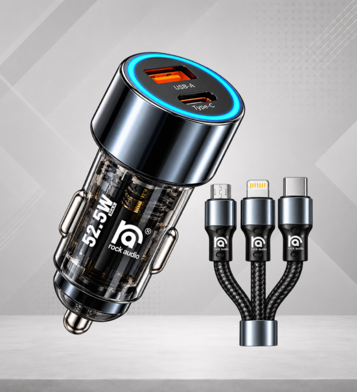 Rock Audio 52.5W 3-in-1 Car Charger with QC + PD