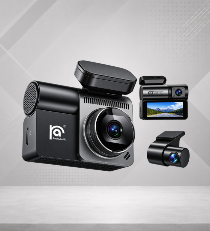 Rock Audio RA-FRC49 3-in-1 Premium Car Dash Camera – 4K Front, 2K Rear & 3.39-Inch Display